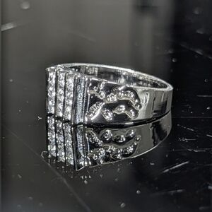 Vintage Sterling Silver Men’s Nugget Ring • 8.7g Heavy 925 • Iced 3A CZ